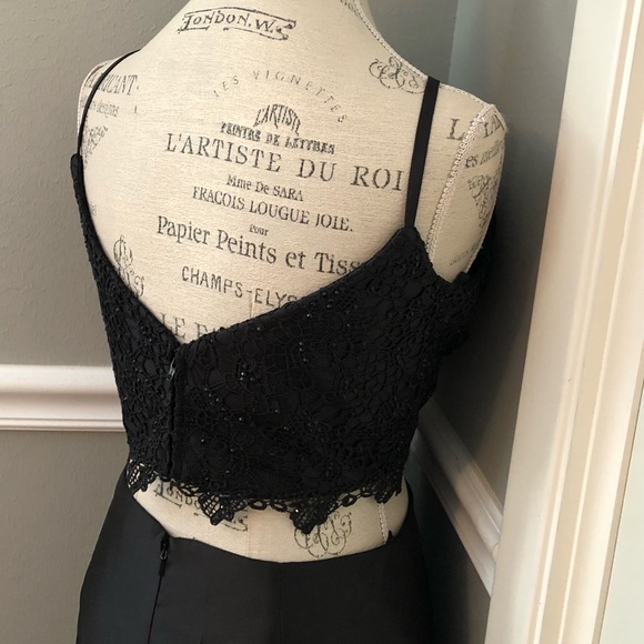 NEW ALYCE PARIS SZ 12 BLACK TWO PIECE LACE BEADED FORMAL EVENING GOWN - Picture 9 of 16